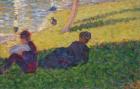 Seated man and reclining woman, study for A Sunday Afternoon on the Island of La Grande Jatte, 1884 (oil on panel)