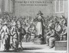 Male and Female Quakers at their Assembly (engraving) (b&w photo)