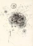 girl with dandelion , 2013, black ink, pencil, old paper