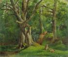 Woodland Scene with Rabbits, 1862 (oil on canvas)