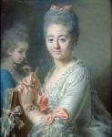 Madame Theodore Lacroix Drawing a Portrait of her Daughter, Suzanne Felicite (pastel on paper)