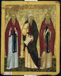 St. John Climacus ('the Ladder') St. John of Damascus and St. Arsenius, Novgorod School (tempera on canvas)