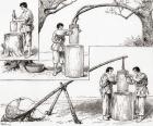 Primitive modes of grinding corn, from 'The Century Illustrated Monthly Magazine', published 1884 (wood engraving)