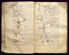 Ms 422 Fol.27v & 29v Path of the moon across the constellations, from 'De Natura Rerum' by Isidore of Seville (vellum)