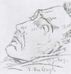 Portrait of Vincent Van Gogh (1853-90) on his deathbed, 29 July 1890 (charcoal on paper) (b/w photo)
