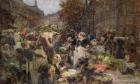 Les Halles, study for a painting for the Salon des Lettres at the Hotel de Ville, Paris, commissioned in 1889 (oil on canvas)