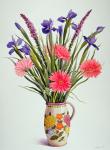 Irises and Berbera in a Dutch Jug (w/c)