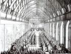 Garter Feast in St. George's Hall, Windsor, in the time of Charles II, 1672 (engraving)