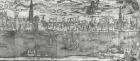 View of Antwerp Harbour, detail of the right hand section, 1515-50 (engraving) (b/w photo)