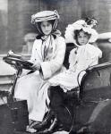 Millicent, Duchess of Sutherland and her daughter at the first meeting of the Ladies Automobile Club, 1903 (b/w photo)
