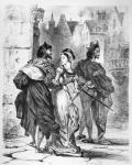 Faust meeting Marguerite, from Goethe's Faust, after 1828, (illustration), (b/w photo of lithograph)