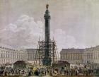 Construction of the Vendome Column in 1803-10 (coloured engraving)