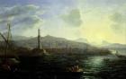 The Port of Genoa, Sea View (oil on canvas)