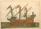 Ms. cicogna 1971, miniature from the 'Memorie Turchesche' depicting a Turkish galley with a single light (pen & ink on paper)