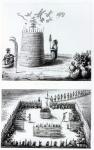 The Prophet's Lodge and Medawisos from a book by Henry Schoolcraft (1793-1864) (engraving) (b&w photo)