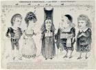 Five caricatures of the cast of a French production of 'The Barber of Seville', by Gioachino Rossini (1792-1868) (litho)