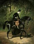 The Rider Kipler on her Black Mare (oil on canvas)