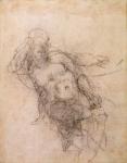 Study for Noah in 'The Drunkenness of Noah', 1508-12 (charcoal on paper) (recto)