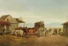 California Stagecoach Halt, 1875 (oil on canvas)