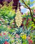 Garden with Flowering Yucca (watercolour on paper)