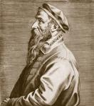 Portrait of Pieter Brueghel the Elder (c.1527/8-69) pub. 1572 (engraving) (b/w photo)