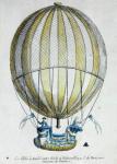 The Balloon of Jacques Charles (1746-1823) and Nicholas Robert (1761-1828) used in their flight from the Jardin des Tuileries, 1st December, 1783 (coloured engraving)