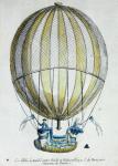 The Balloon of Jacques Charles (1746-1823) and Nicholas Robert (1761-1828) used in their flight from the Jardin des Tuileries, 1st December, 1783 (coloured engraving)