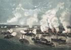 Bombardment and Capture of Island No.10 on the Mississippi River, 7th April 1862 (colour litho)
