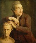 Joseph Nollekens (1737-1823) with his bust of Laurence Sterne (1713-68) 1772 (oil on canvas)