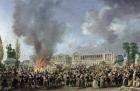 The Celebration of Unity, Destroying the Emblems of Monarchy, Place de la Concorde, 10th August 1793 (oil on canvas)