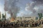 The Celebration of Unity, Destroying the Emblems of Monarchy, Place de la Concorde, 10th August 1793 (oil on canvas)