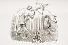 How to Carry a Cloth to Approach Beasts, after a miniature in the 15th century Manuscript of Phoebus, from 'Le Moyen Age et La Renaissance' by Paul Lacroix (1806-84) published 1847 (litho)
