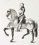 15th century knight in full armour mounted on a horse clad in armour, from 'Les Arts au Moyen Age', published 1873 (litho)