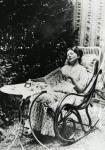 Christabel Pankhurst (1881-1969) reading a copy of 'The Suffragette' c.1905-14 (b/w photo)