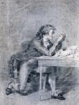 Francois Buzot (1760-94) contemplating a portrait miniature of Madame Roland (1754-93) (pencil on paper)