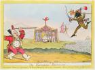 'The European Pantomime', cartoon of Napoleon (1769-1821) as Harlequin, King Louis XVIII (1755-1824) as Pantaloon, Queen Marie-Louise (1791-1847) as Columbine and the Congress of Vienna (coloured engraving)