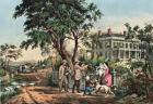 American Country Life - October Afternoon, 1855 (colour litho)