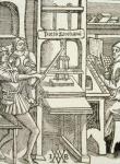 Printing Press of 1498, from a book printed in that year (engraving)