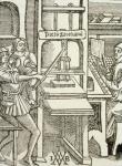 Printing Press of 1498, from a book printed in that year (engraving)