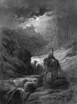 The Moonlight Ride, illustration from 'Idylls of the King' by Alfred Tennyson, 1868 (engraving)