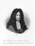 Portrait of Gottfried Wilhelm (1646-1716) Baron de Leibniz (engraving) (b/w photo)