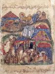 Ms c-23 f.12a A Caravan Stop, from 'The Maqamat' (The Meetings) by Al-Hariri (1054-1121), c.1240 (vellum)