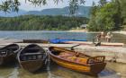 Bathers enjoying a dip in the lake, Lake Bohinj, Triglav National Park, Upper Carniola, Slovenia (photo)