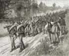 Sherman's Army on the march to the sea in 1865, from 'A Brief History of the United States', published by A. S. Barnes & Co. in 1885 (litho)