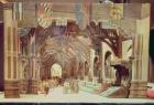 Stage model for the opera 'Tannhauser' by Richard Wagner (1833-83) (painted card)