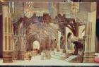 Stage model for the opera 'Tannhauser' by Richard Wagner (1833-83) (painted card)