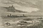 Transport on the Rhine in the 1860s (engraving)