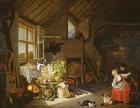 Interior of a farmhouse (oil on copper)