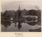 Island pavilion in the Cantanement Garden, Rangoon, Burma, late 19th century (albumen print) (b/w photo)