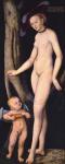 Venus and Cupid (oil on panel)